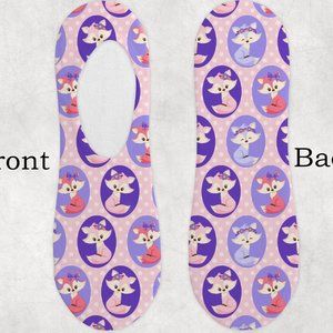 Girls Pink Purple Fox Design Loungewear Sleepwear Pajama Party No Show Socks